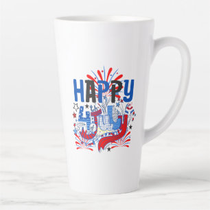 Patriottisch Gelukkig 4 juli Viering Ontwerp Latte Mok