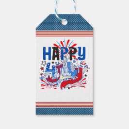 Patriottisch Gelukkig 4 juli-vieringsontwerp Cadeaulabel