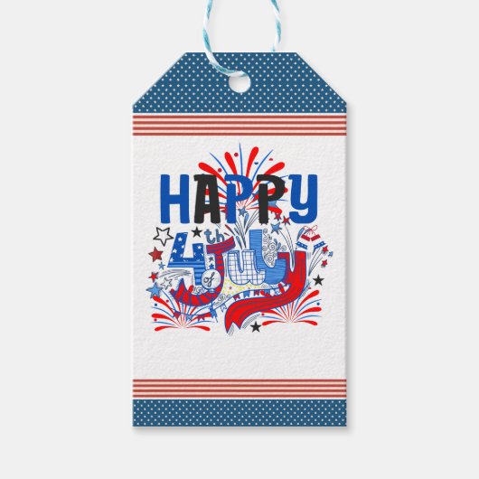 Patriottisch Gelukkig 4 juli-vieringsontwerp Cadeaulabel (Voorkant)