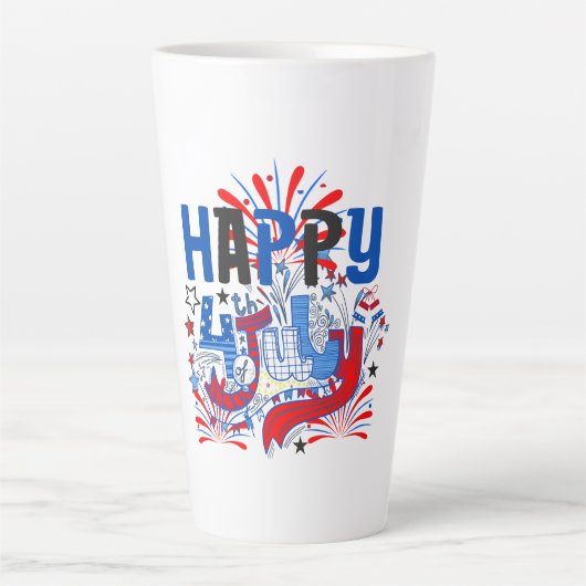Patriottisch Gelukkig 4 juli-vieringsontwerp Latte Mok (Voorkant)