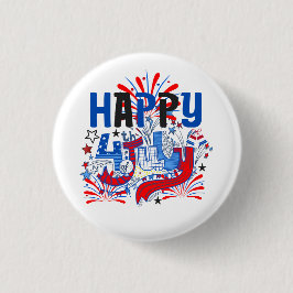 Patriottisch Gelukkig 4 juli-vieringsontwerp Ronde Button 3,2 Cm