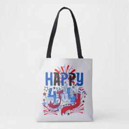 Patriottisch Gelukkig 4 juli-vieringsontwerp Tote Bag
