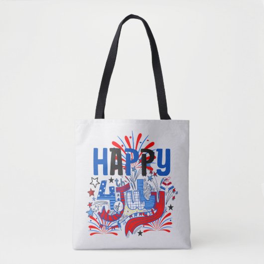 Patriottisch Gelukkig 4 juli-vieringsontwerp Tote Bag (Voorkant)