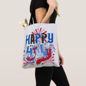 Patriottisch Gelukkig 4 juli-vieringsontwerp Tote Bag (Dichtbij)