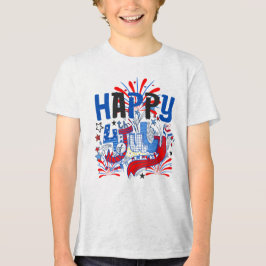 Patriottisch Gelukkig 4 juli-vieringsontwerp Tri-Blend Shirt