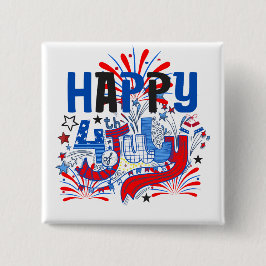Patriottisch Gelukkig 4 juli-vieringsontwerp Vierkante Button 5,1 Cm