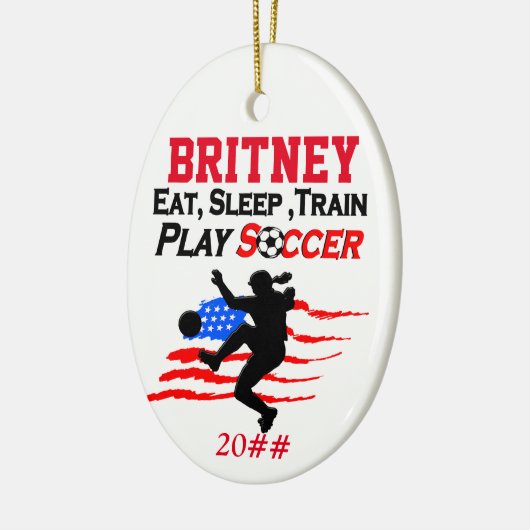 PATRIOTTISCH GEPERSONALISEERD EN GEDATEERD VOETBAL KERAMISCH ORNAMENT (Links)