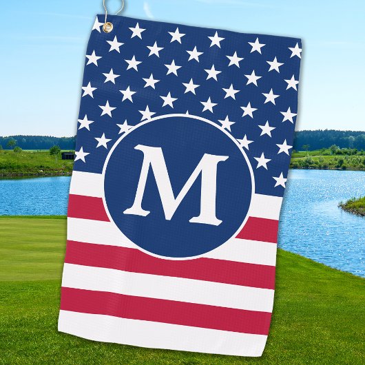 Patriottisch gepersonaliseerd monogram Amerikaanse Golfhanddoek