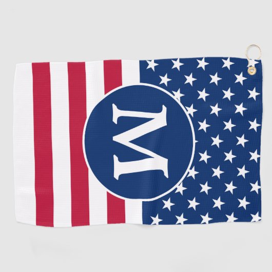 Patriottisch gepersonaliseerd monogram Amerikaanse Golfhanddoek (Horizontaal)