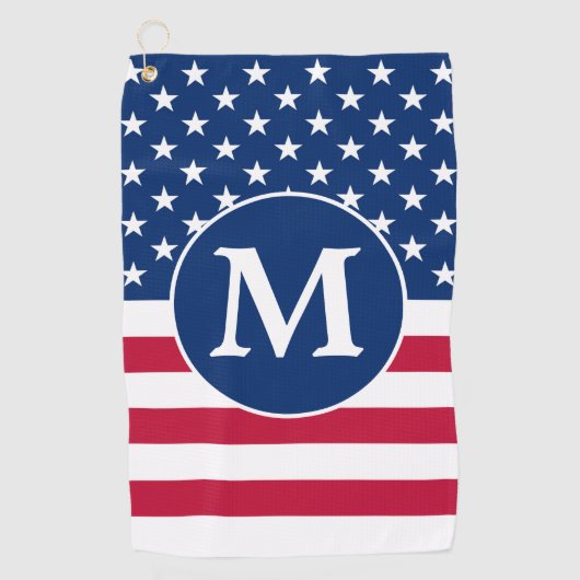 Patriottisch gepersonaliseerd monogram Amerikaanse Golfhanddoek (Voorkant)