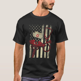 Patriottisch geregistreerde verpleegster USA Vlag  T-shirt