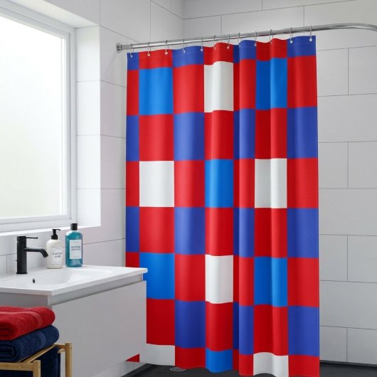 Patriottisch geruite douchegordijn