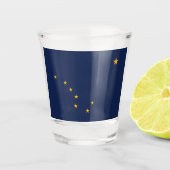 Patriottisch geschoten glas met vlag van Alaska, U (Voorkant)