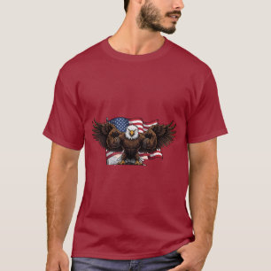 Patriottisch gespierde adelaar USA-vlag heren T-sh T-shirt