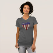 Patriottisch gewatteerde hart dames t-shirt (Voorkant volledig)