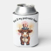 Patriottisch gezicht chagrijnige hoogland koe blikjeskoeler (Blikje Voorkant)