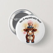 Patriottisch gezicht chagrijnige hoogland koe ronde button 5,7 cm (Voorkant /achterkant)
