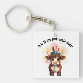 Patriottisch gezicht chagrijnige hoogland koe sleutelhanger