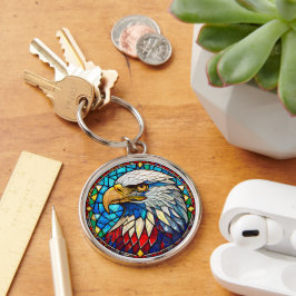 Patriottisch Glas in lood van de zeearend Sleutelhanger