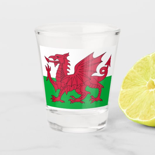 Patriottisch glas met vlag van Wales (Voorkant)