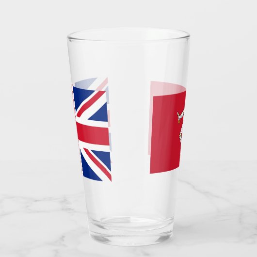 Patriottisch glazen beker met vlag van Man (Rechts)