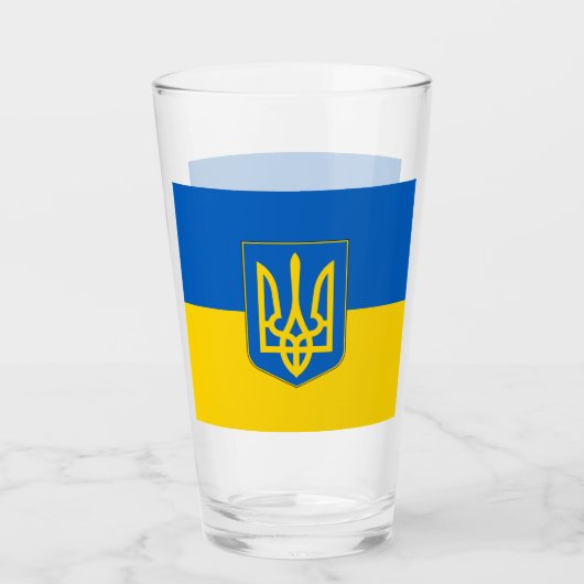 Patriottisch glazen beker met vlag van Oekraïne (Voorkant)