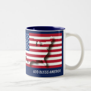 Patriottisch GOD BLESS AMERICA Christelijk Tweekleurige Koffiemok