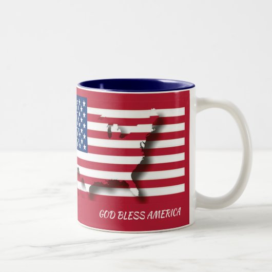 Patriottisch GOD BLESS AMERICA Tweekleurige Koffiemok (Rechts)