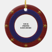 Patriottisch Gold Stars Foto Lijst Round Ornament (Achterkant)