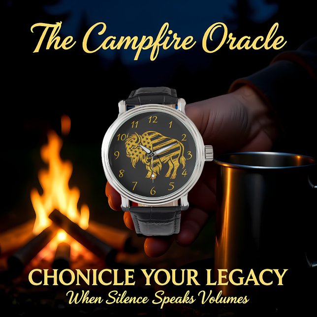 Patriottisch Gouden Bizon Ontwerp Horloge (Creator heeft geüpload)