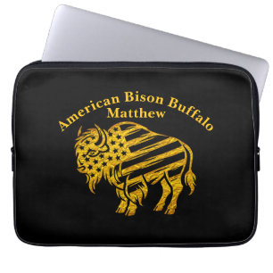 Patriottisch Gouden Bizon Ontwerp Laptop Sleeve