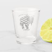 Patriottisch Gouden Bizon Ontwerp Shot Glas (Achterkant)