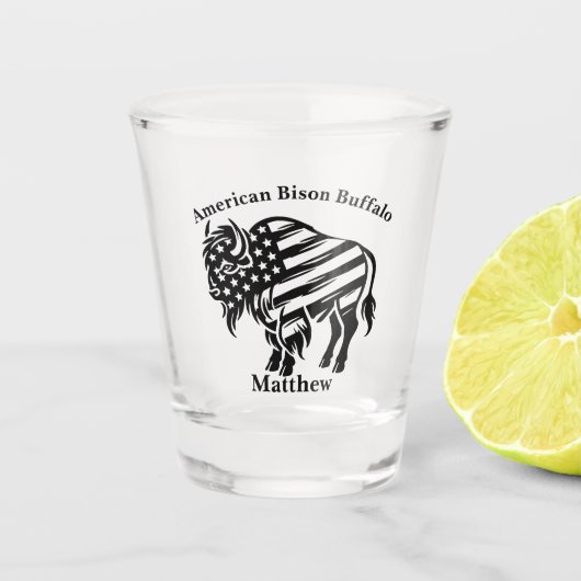 Patriottisch Gouden Bizon Ontwerp Shot Glas (Voorkant)