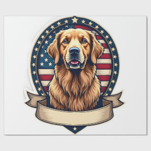 Patriottisch Gouden Retriever Embleem Vintage T-sh Cadeaupapier
