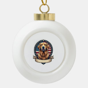 Patriottisch Gouden Retriever Embleem Vintage T-sh Keramische Bal Ornament