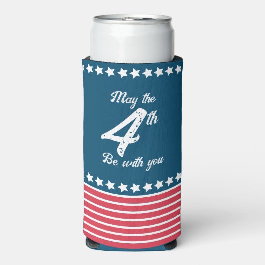 Patriottisch, grappig, 4 juli seltzer blikjeskoeler (Seltzer Voorkant)