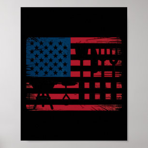 Patriottisch grillen BBQ gebruiksvoorwerp Amerikaa Poster