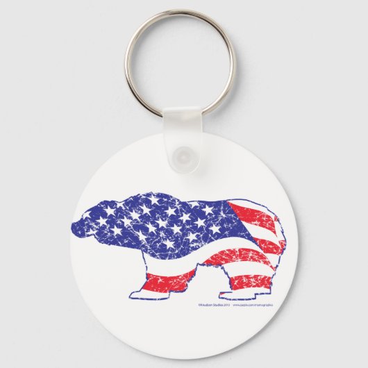 Patriottisch-Grizzly-nood Sleutelhanger (Voorkant)