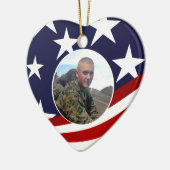 Patriottisch hart altijd op mijn militaire foto keramisch ornament (Links)