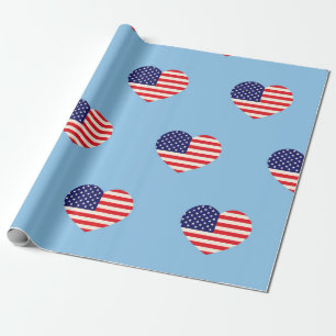 Patriottisch Hart Amerikaanse Vlag Cadeaupapier