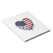 Patriottisch Hart Bloemig Vintage Gravure Ontwerp_ Notitieblok (Schuin)