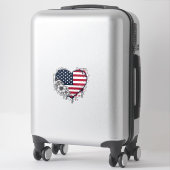 Patriottisch Hart Bloemig Vintage Gravure Ontwerp_ Sticker (Koffer)