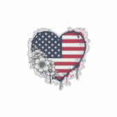 Patriottisch Hart Bloemig Vintage Gravure Ontwerp_ Sticker (Voorkant)