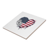 Patriottisch Hart Bloemig Vintage Gravure Ontwerp_ Tegeltje (Zijkant)