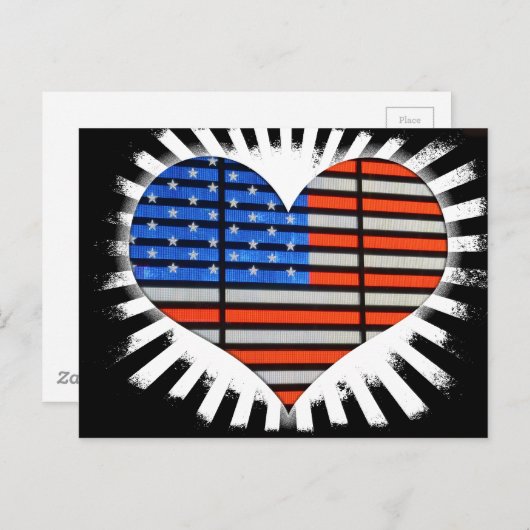 Patriottisch hart gevormd door Amerikaanse vlag Ne Briefkaart (Voorkant / Achterkant)