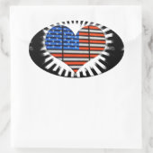 Patriottisch hart gevormd door Amerikaanse vlag Ne Ovale Sticker (Tas)