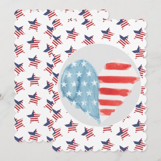 Patriottisch hart met Amerikaans vlagontwerp Feestdagenkaart (Voorkant / Achterkant)