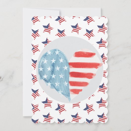 Patriottisch hart met Amerikaans vlagontwerp Feestdagenkaart (Voorkant)