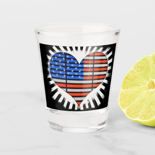 Patriottisch hart Vormde Amerikaanse vlag Shot Glas (Voorkant)