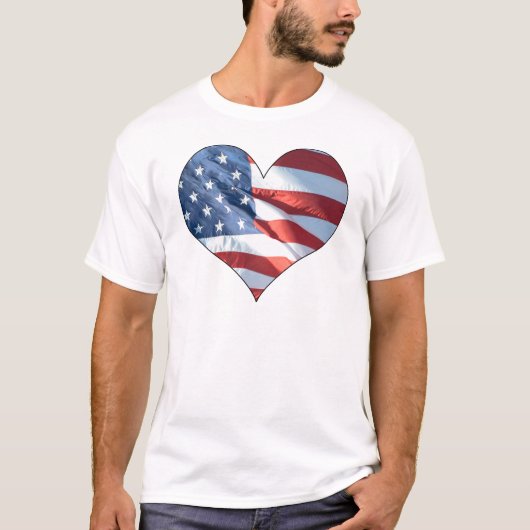 Patriottisch hart Vormde Amerikaanse vlag T-shirt (Voorkant)